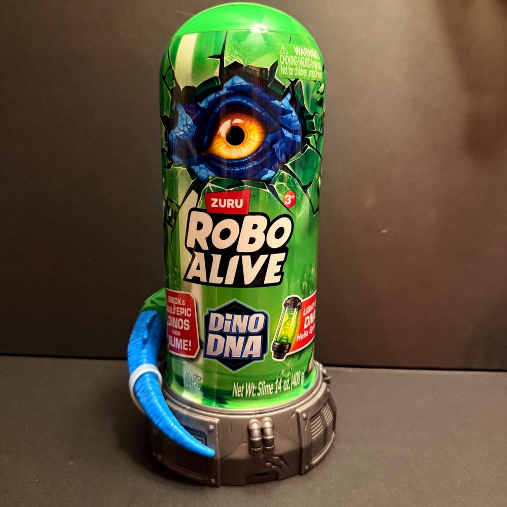 ZURU Robo Alive Dino DNA Mystery Unboxing Toy BLUE New 10pc Slime Light Up